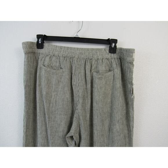 Caslon XL Yarn Dye Linen Blend Pant Blue White Vertical Front Tie Flowy - Picture 5 of 6